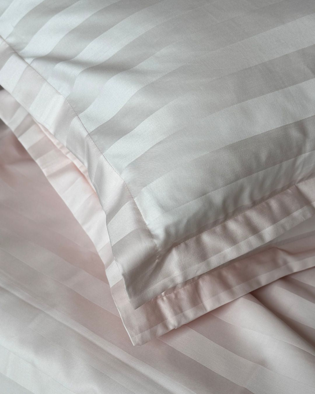 Light Pink Sateen Stripes Bedsheet Set