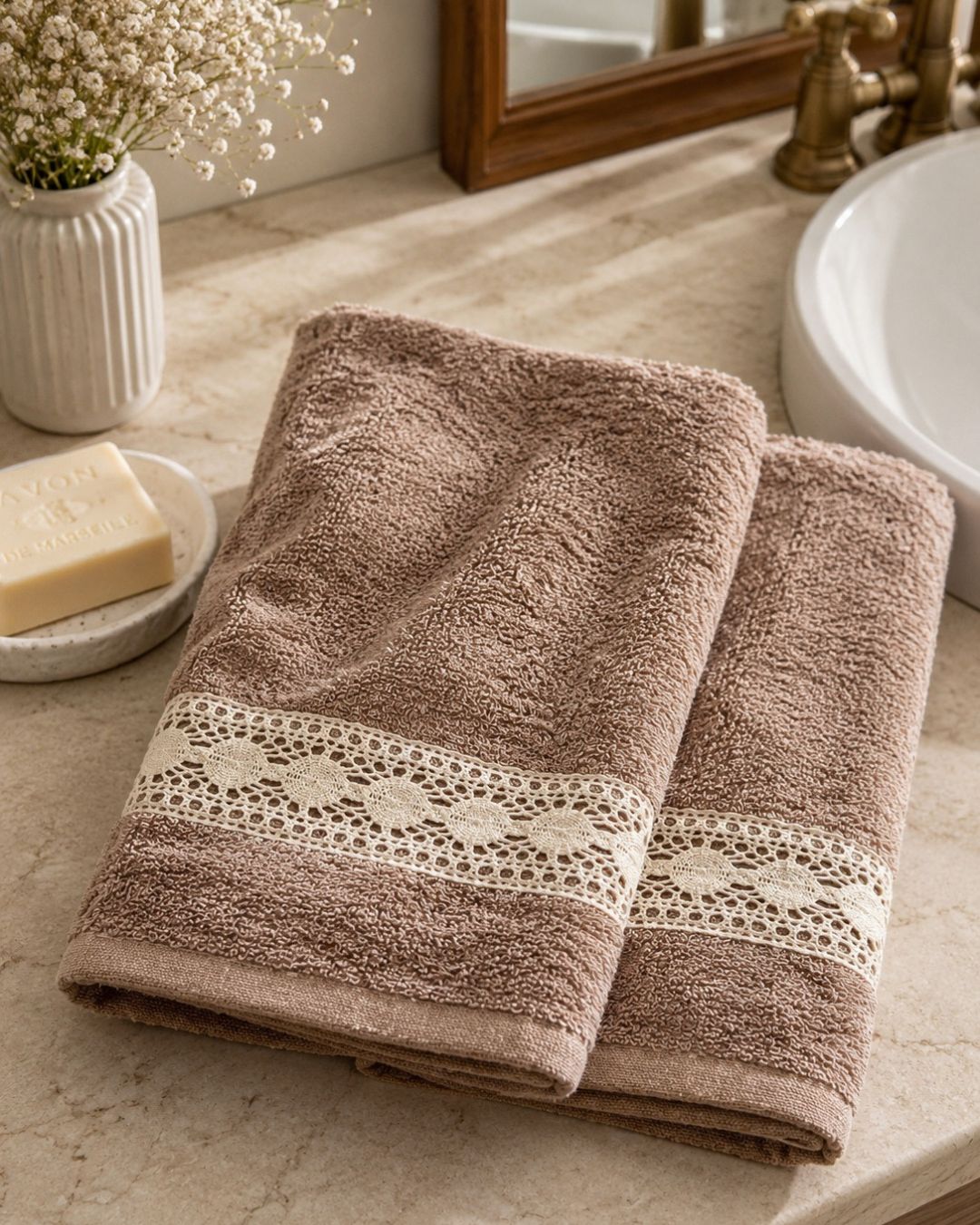 Villa Hand Towels Beige