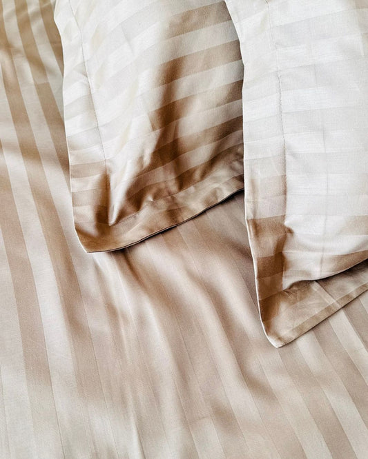 Sand Sateen Stripes Bedsheet Set