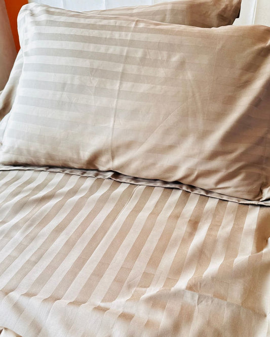 Sand Sateen Stripes Bedsheet Set