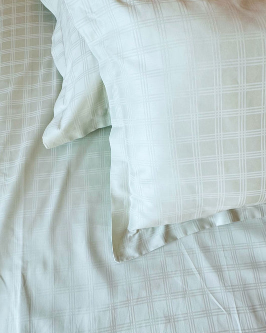 Jacquard Mint Checks Bedsheet Set