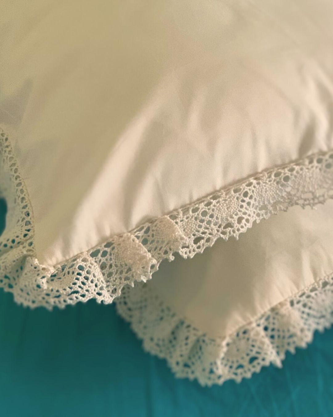Crochet Creme Lace Pillow Cases
