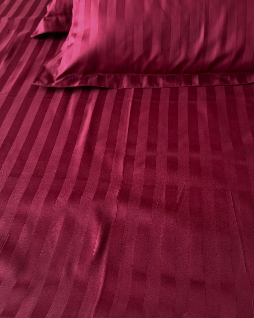 Maroon Sateen Stripes Bedsheet Set