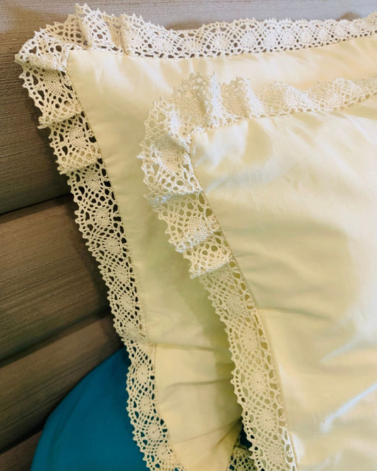 Crochet Creme Lace Pillow Cases