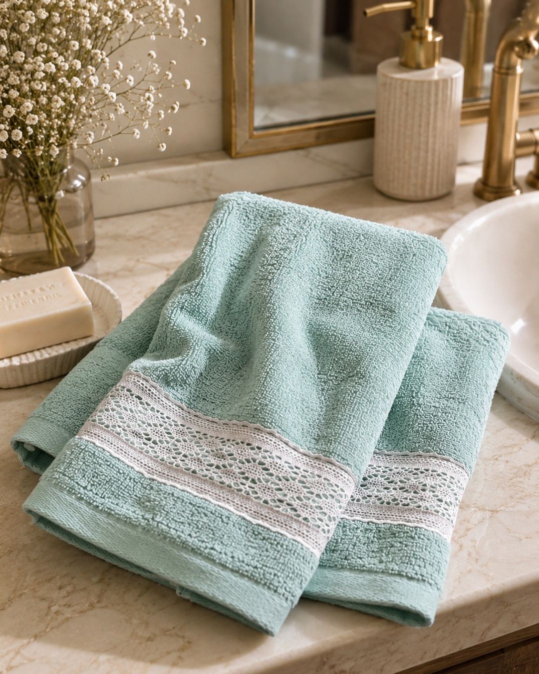 Villa Hand Towels Mint
