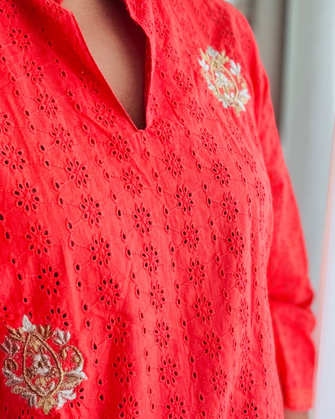 Zari Orange Hakoba tunic