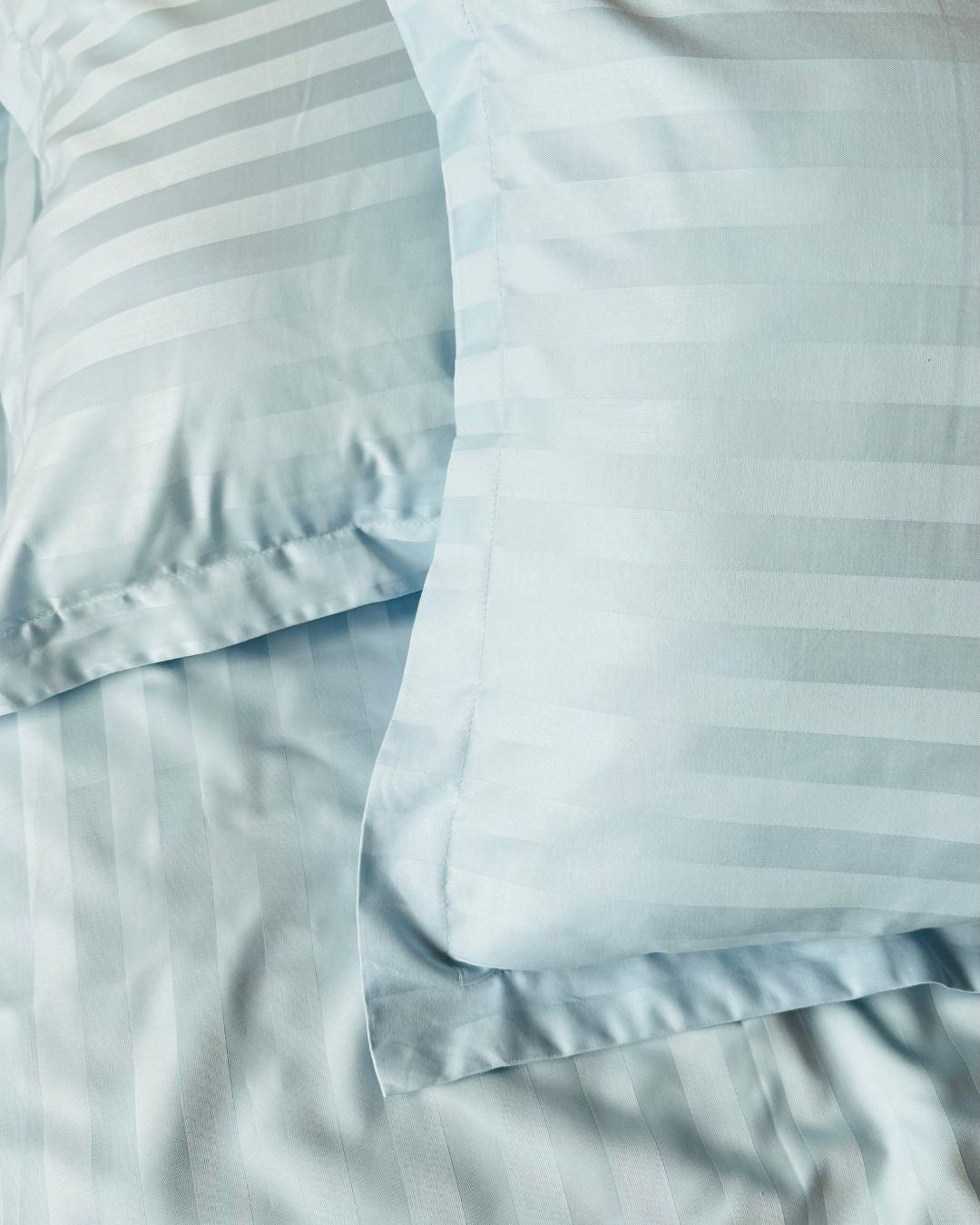 Sky Blue Sateen Stripes Bedsheet Set