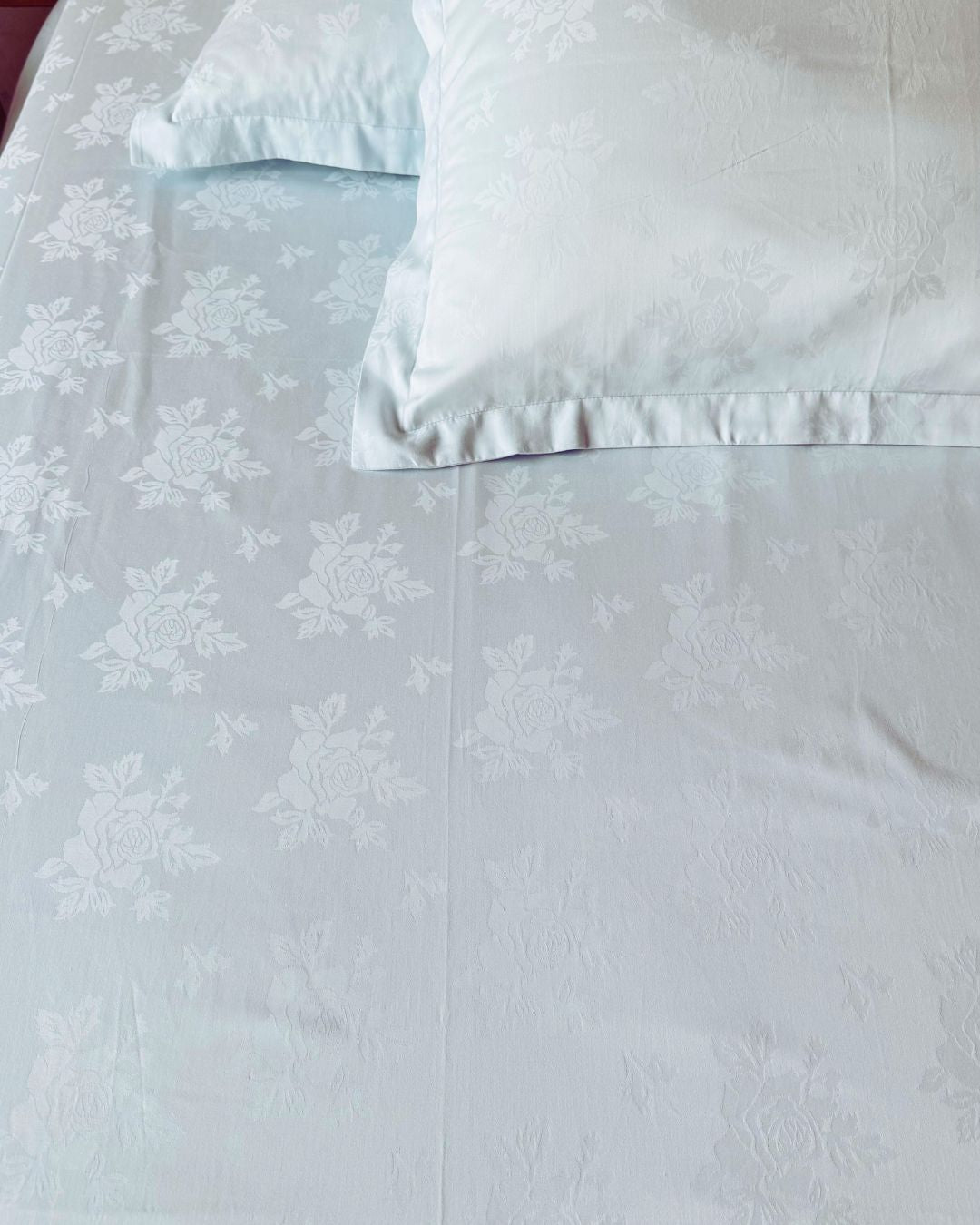 Jacquard Rose SkyBlue Bedsheet Set
