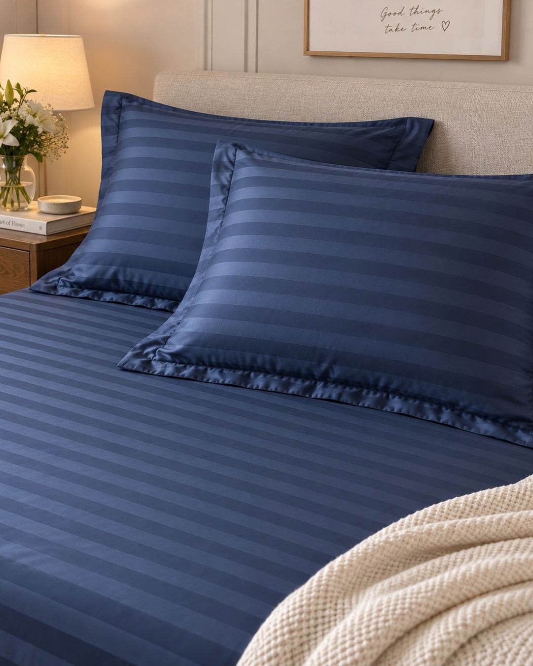 Navy Stripes Bedsheet Set