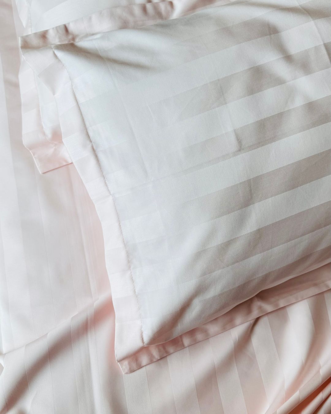 Light Pink Sateen Stripes Bedsheet Set