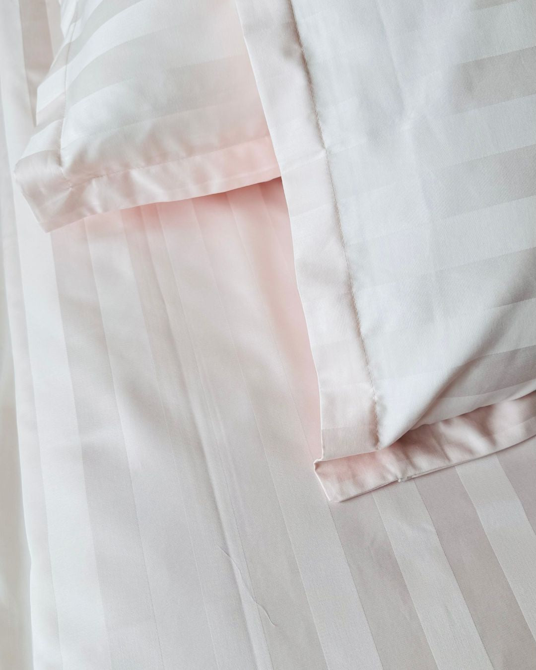 Light Pink Sateen Stripes Bedsheet Set