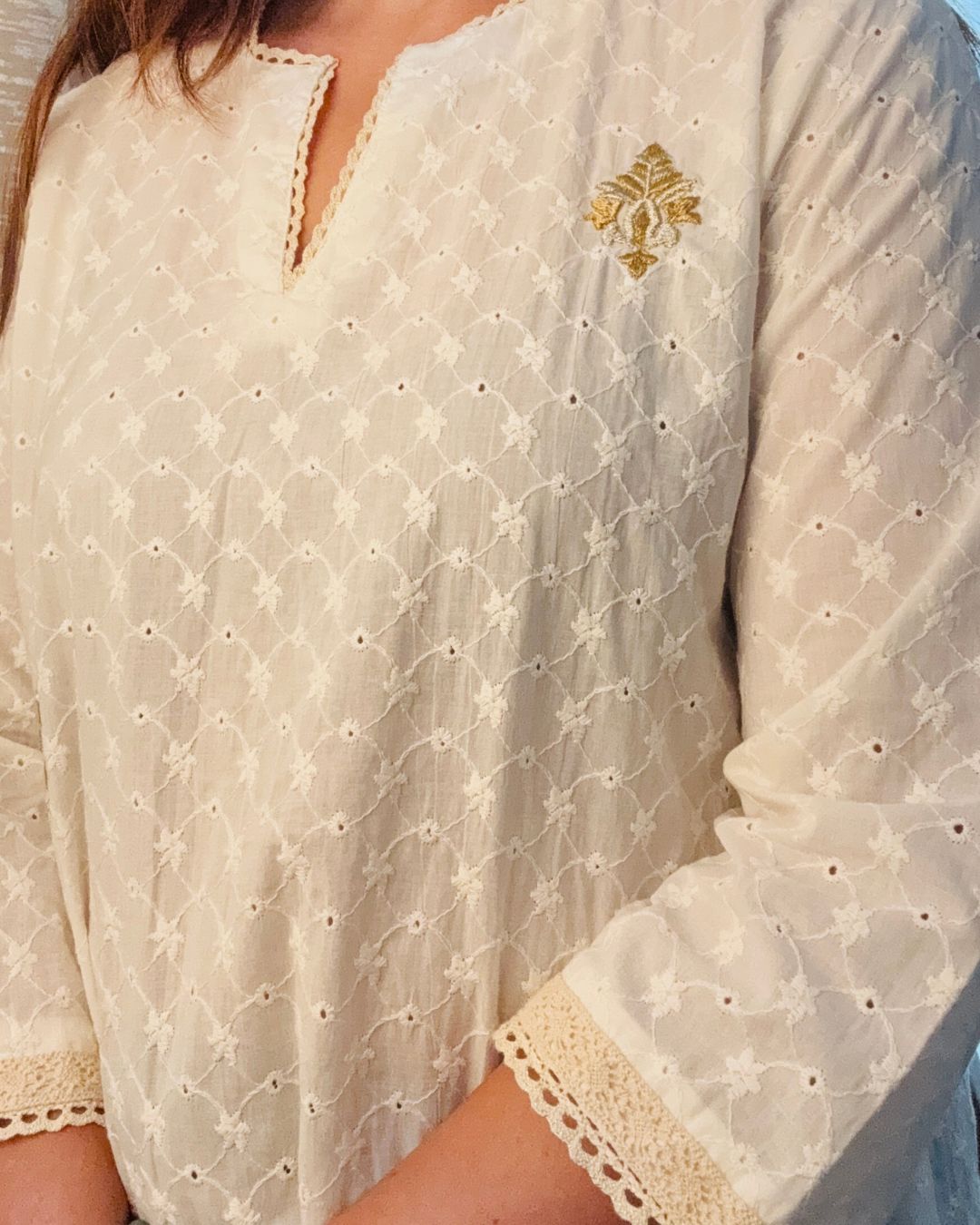 Zari Offwhite Hakoba tunic