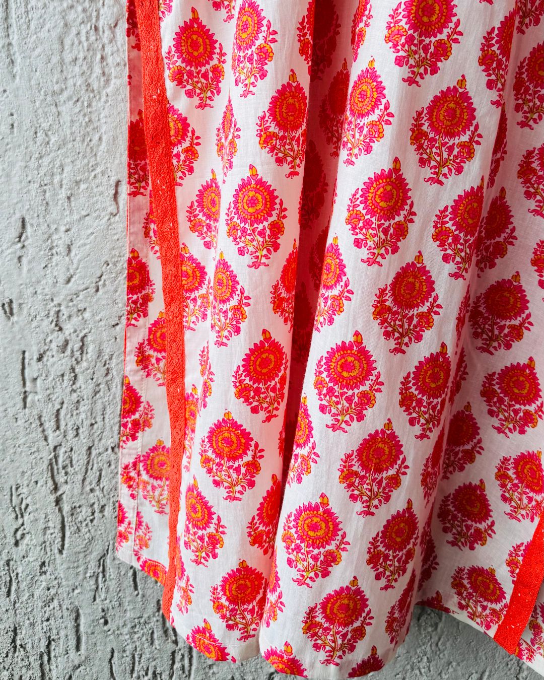 Zari Orange Print Kurta