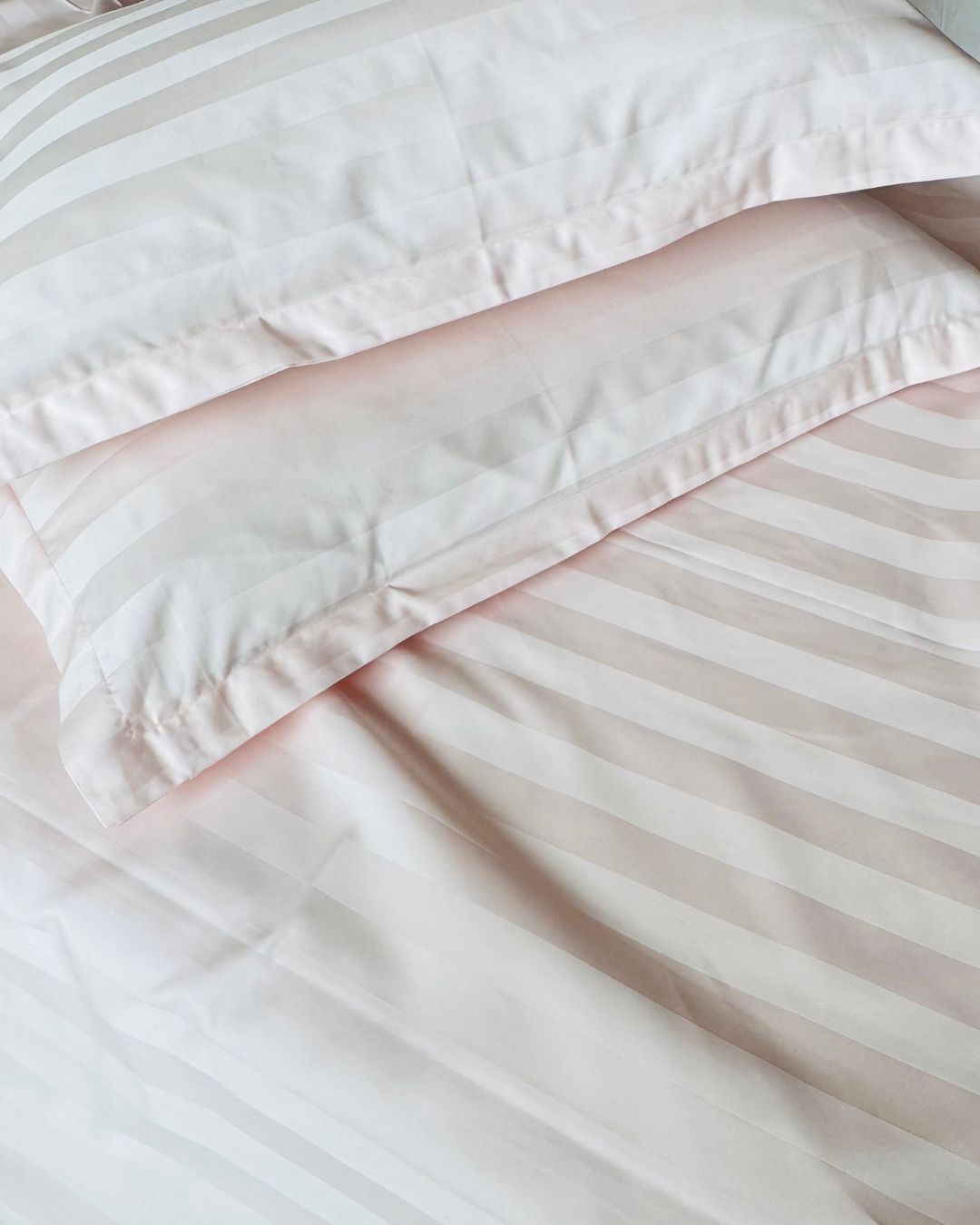 Light Pink Sateen Stripes Bedsheet Set