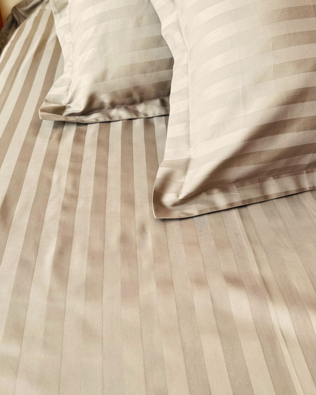 Sand Sateen Stripes Bedsheet Set