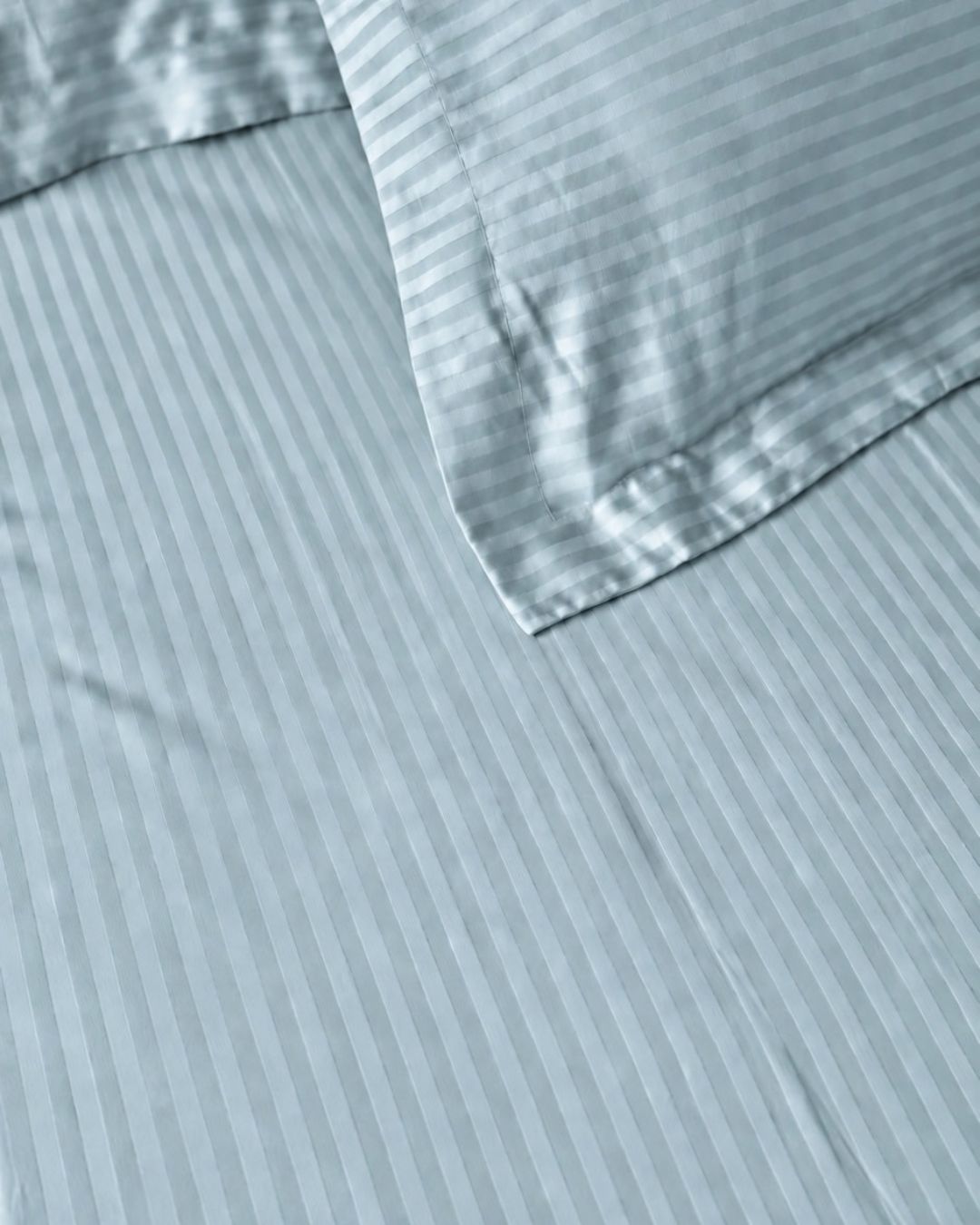 Skyblue Sateen Stripes Bedsheet Set