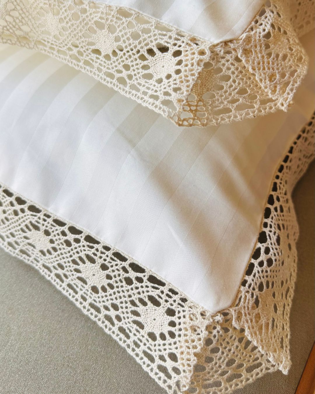 Cream Sateen Stripes Pillow Cases