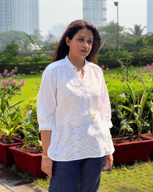 Classic Cutwork White Top