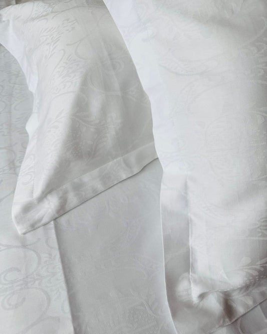 Jacquard Tulip White Bedsheet Set