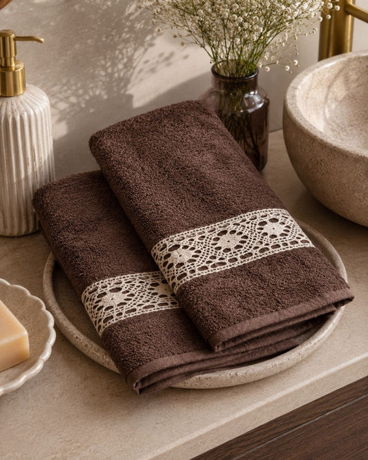 Villa Hand Towels Brown