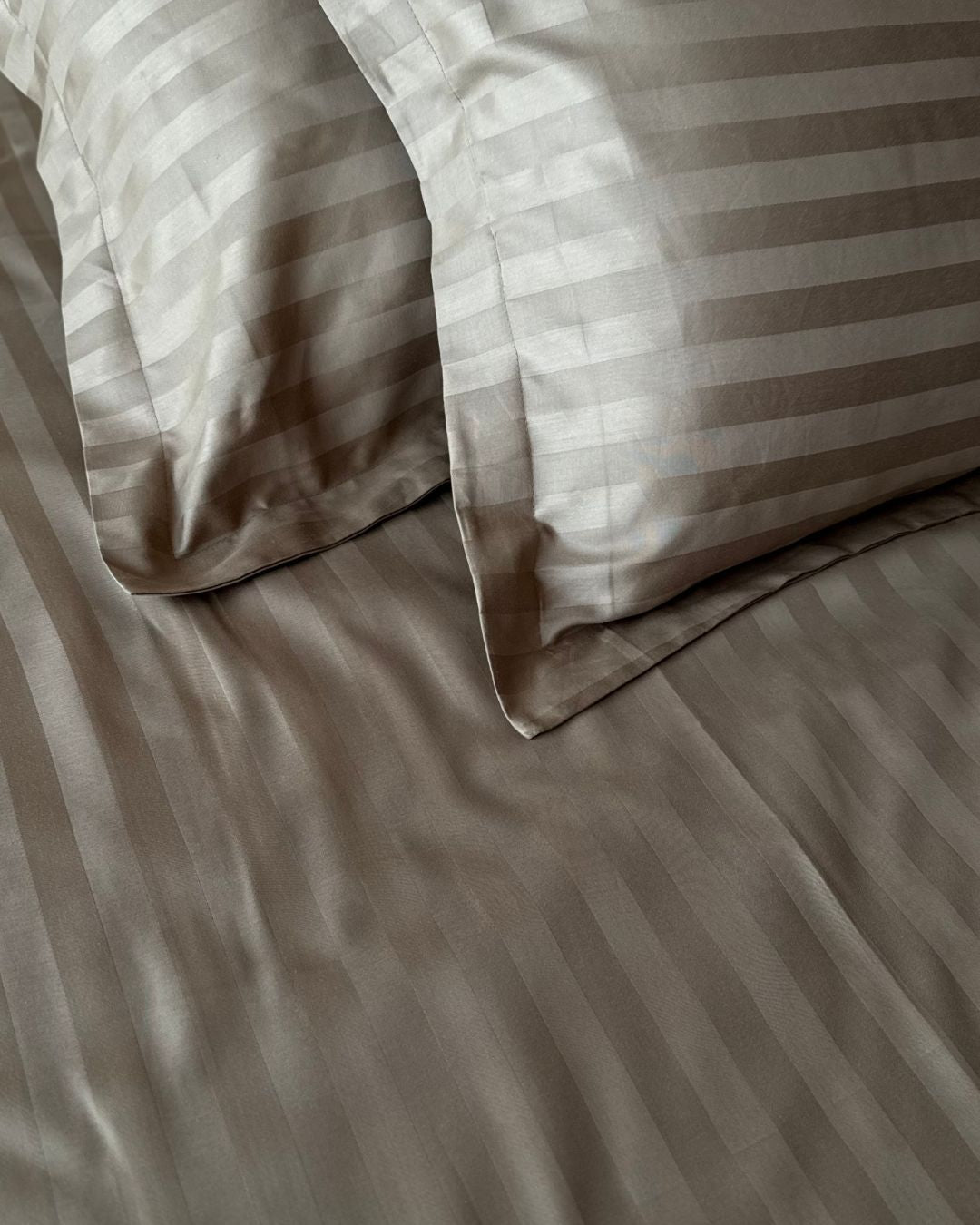 Grey Stone Sateen Stripes Bedsheet Set