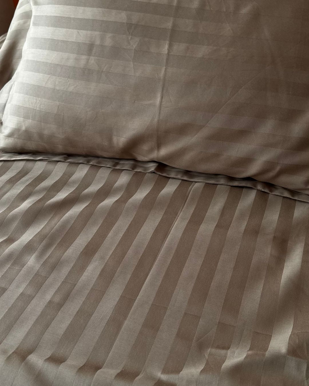Grey Stone Sateen Stripes Bedsheet Set