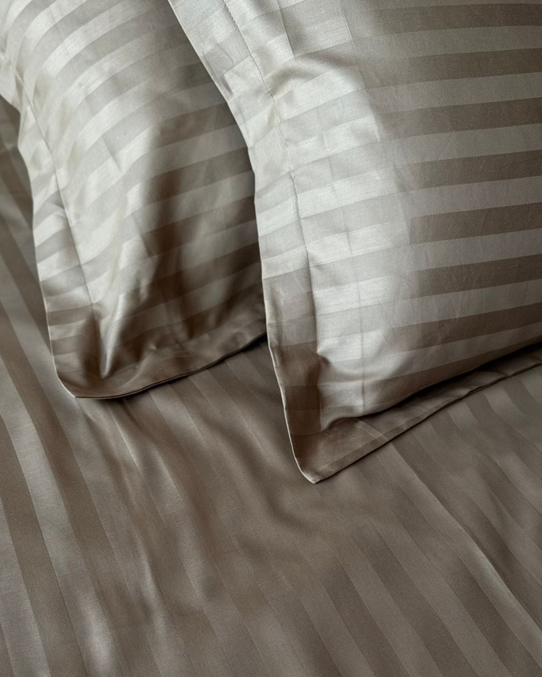 Grey Stone Sateen Stripes Bedsheet Set