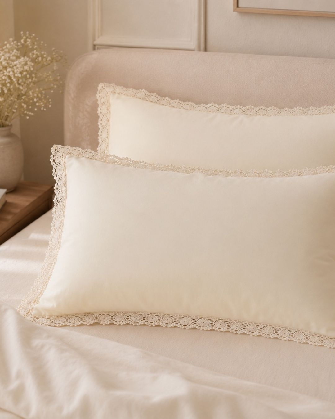 Crochet Creme Lace Pillow Cases