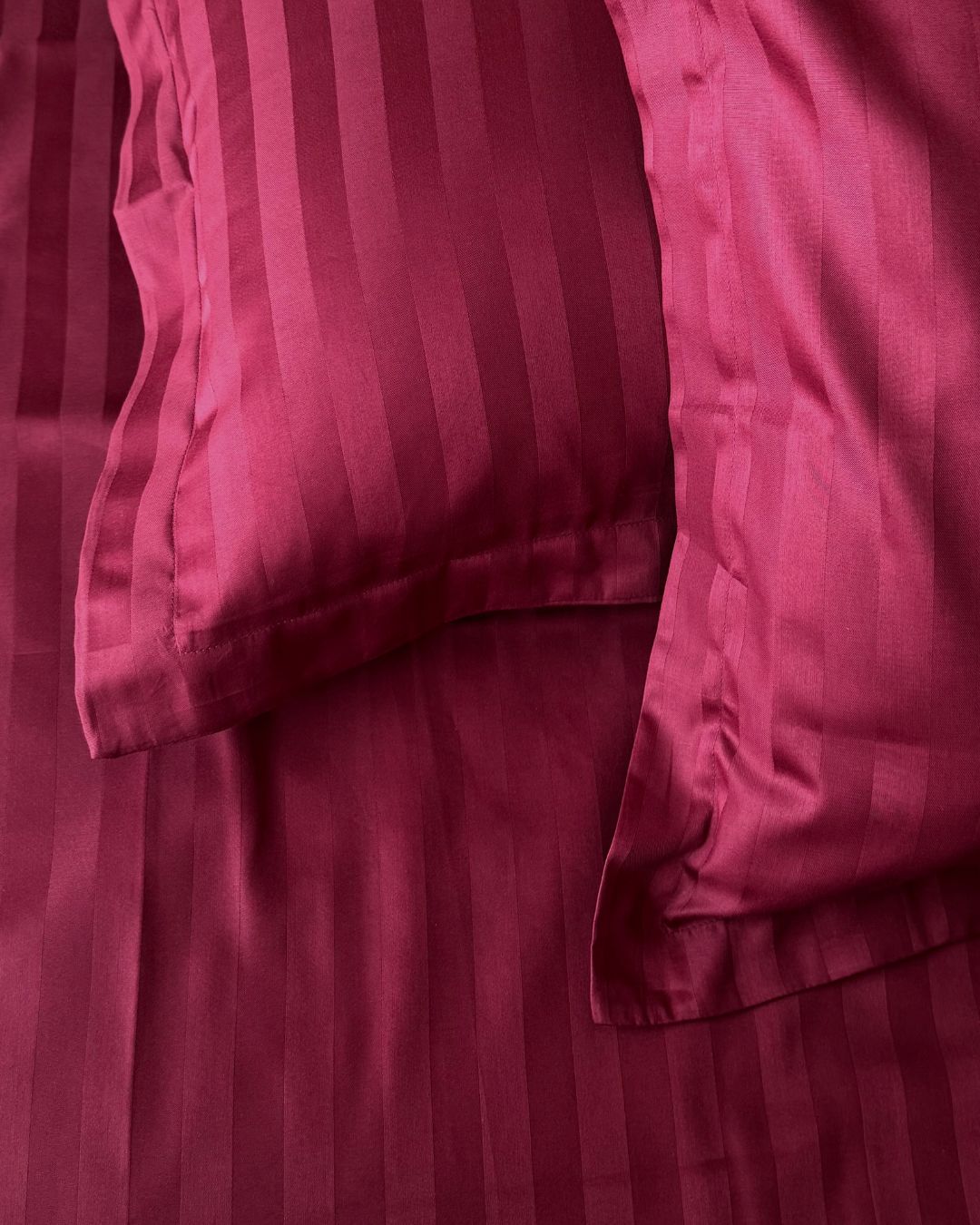 Maroon Sateen Stripes Bedsheet Set