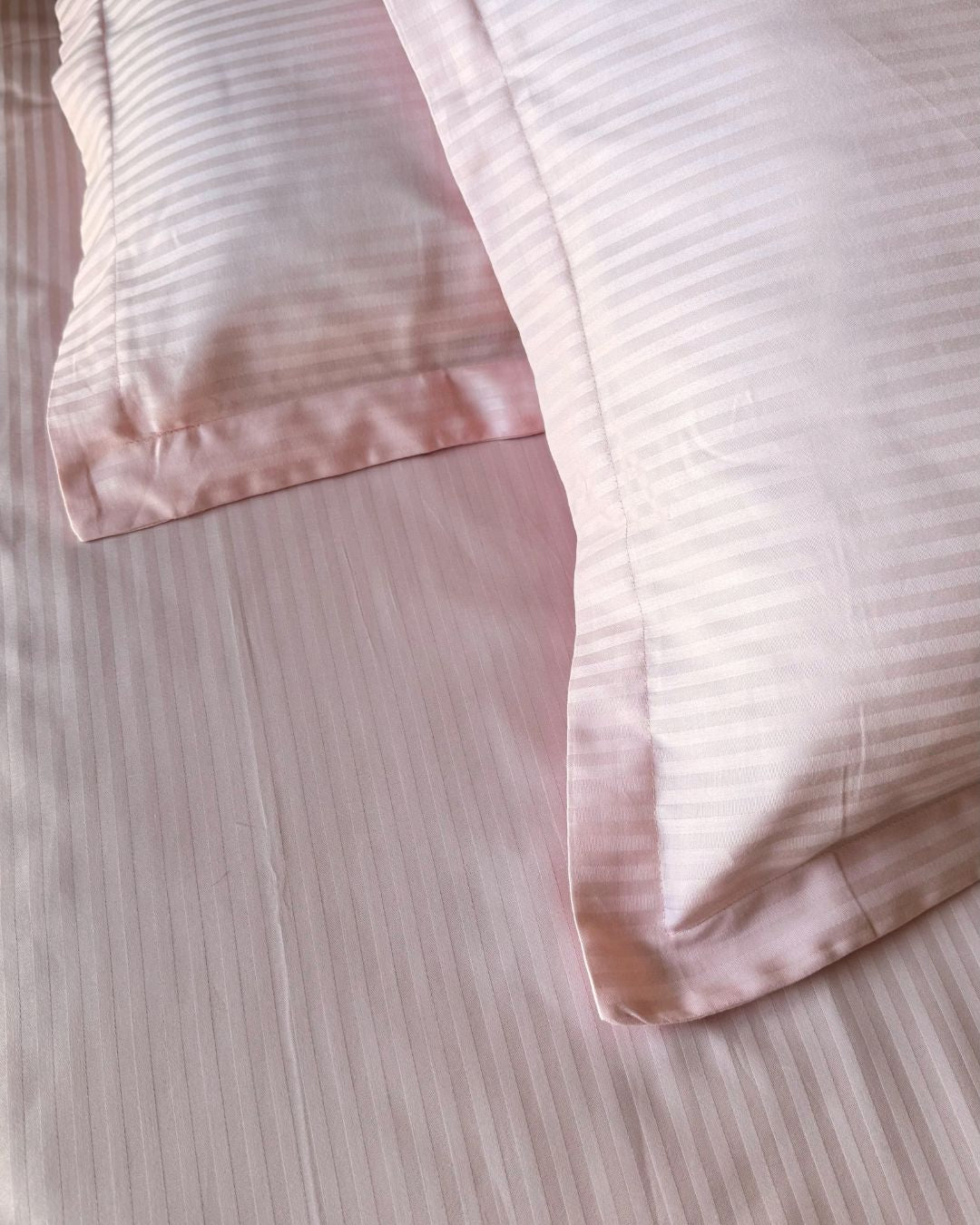 Pink Sateen Stripes Bedsheet Set
