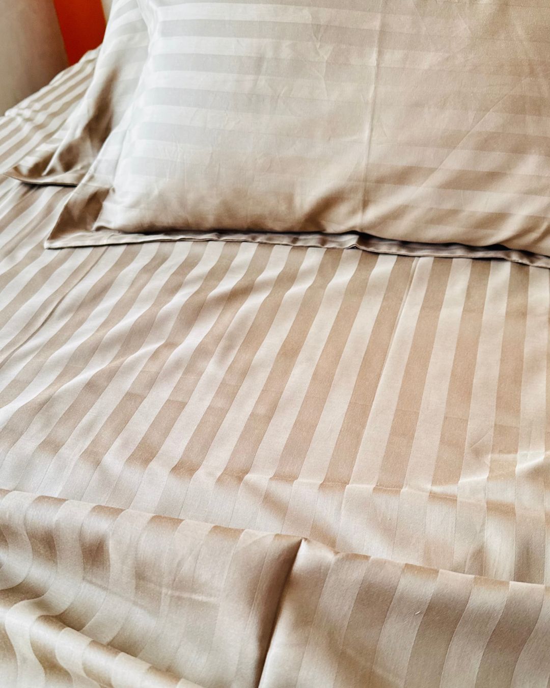 Sand Sateen Stripes Bedsheet Set