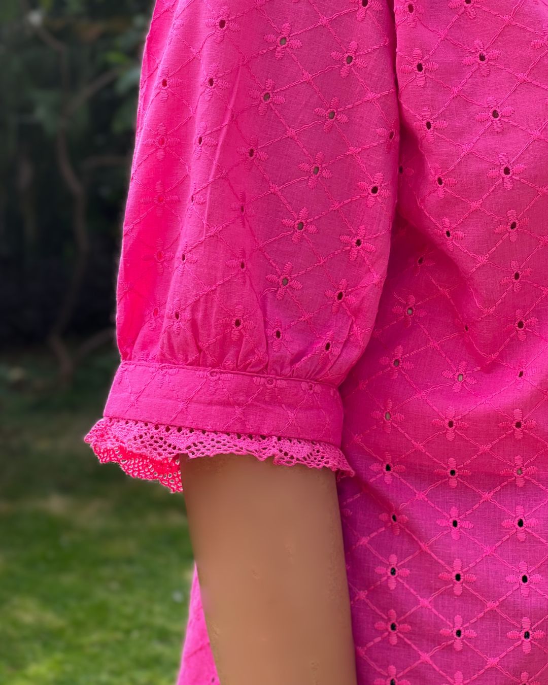Classic Cutwork Fuchsia Top
