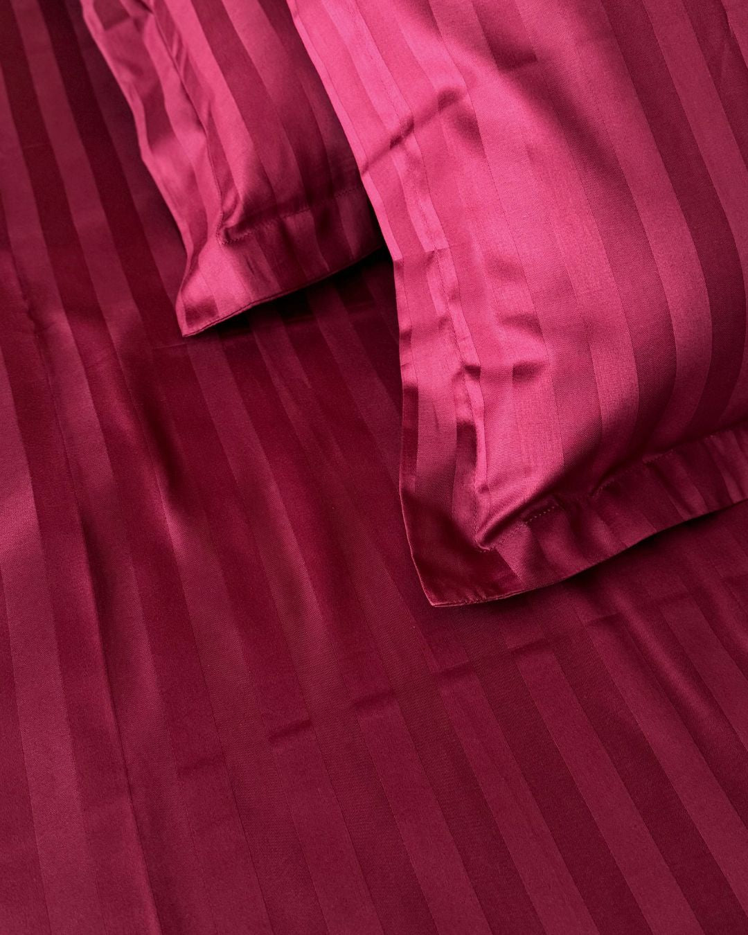 Maroon Sateen Stripes Bedsheet Set