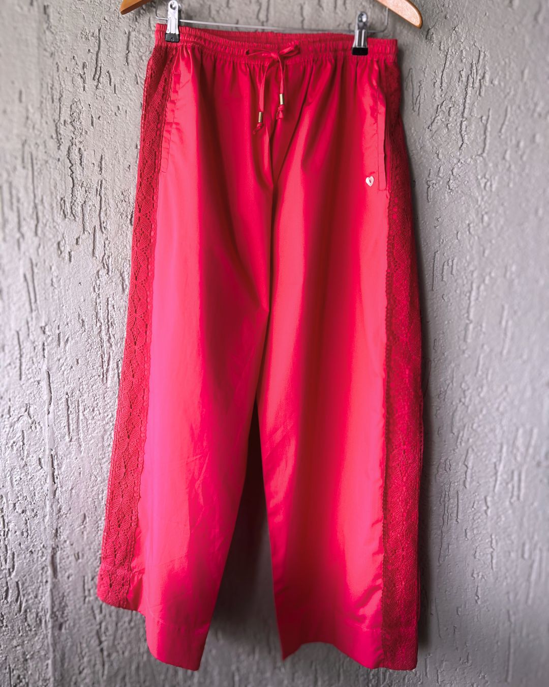 Fuchsia Pants with Crochet Lace