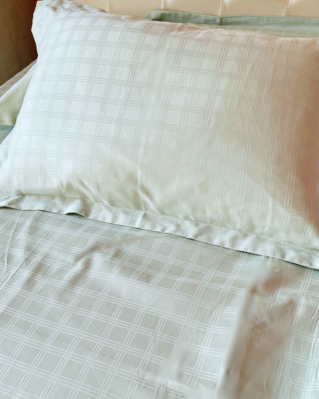 Jacquard Mint Checks Bedsheet Set