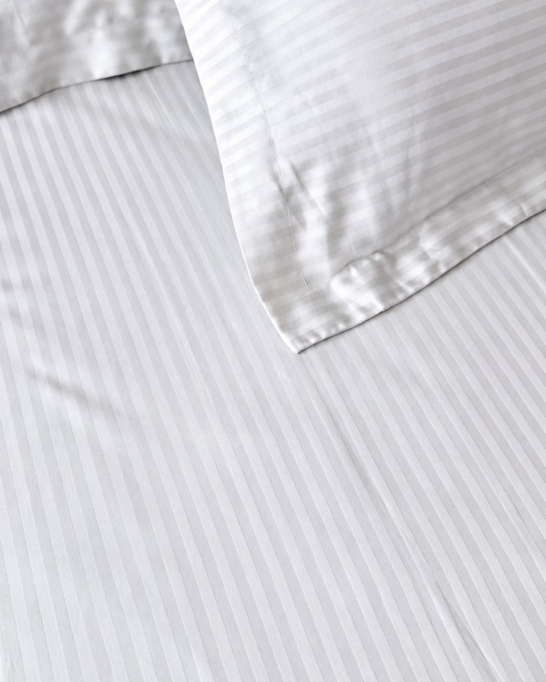 White Sateen Stripes Bedsheet Set