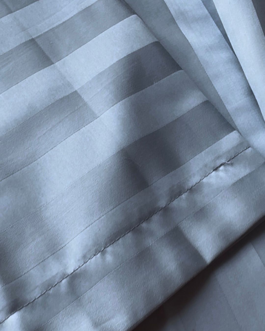 Sea Blue Sateen Stripes Bedsheet Set