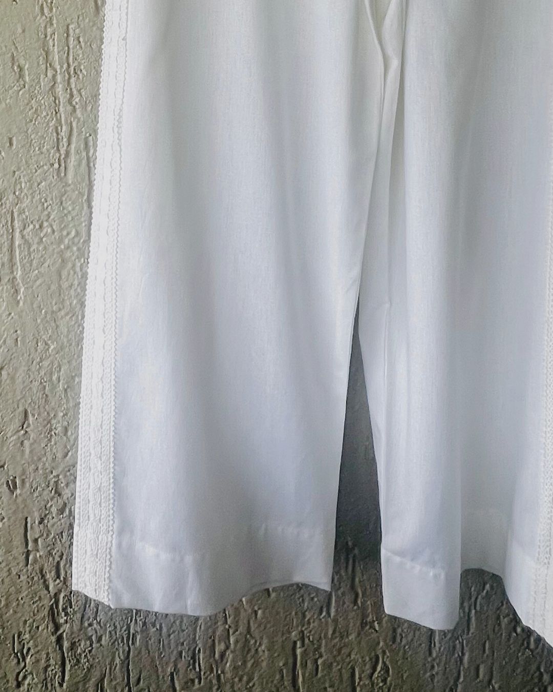 Ivory Pants with Crochet Lace