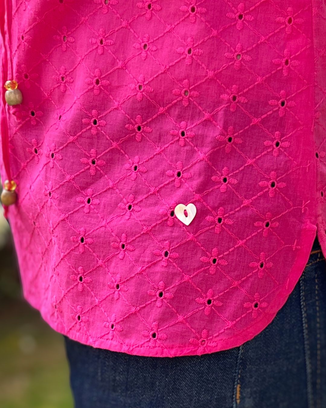 Classic Cutwork Fuchsia Top