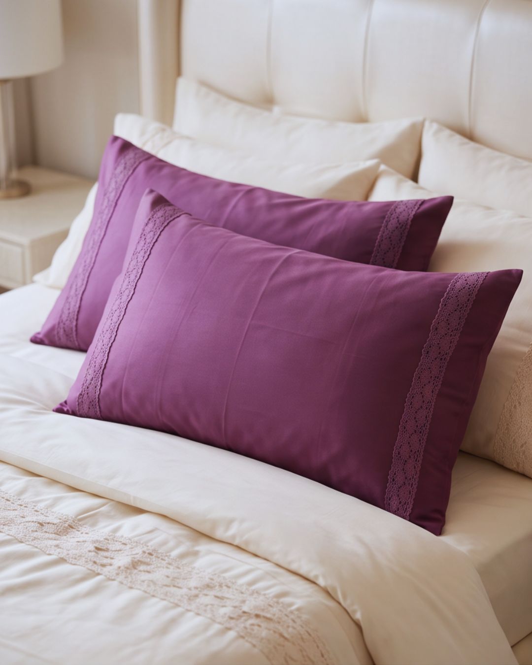 Rich burgundy handmade cotton pillow cases, deep and luxurious colour for a dramatic elegant bedroom