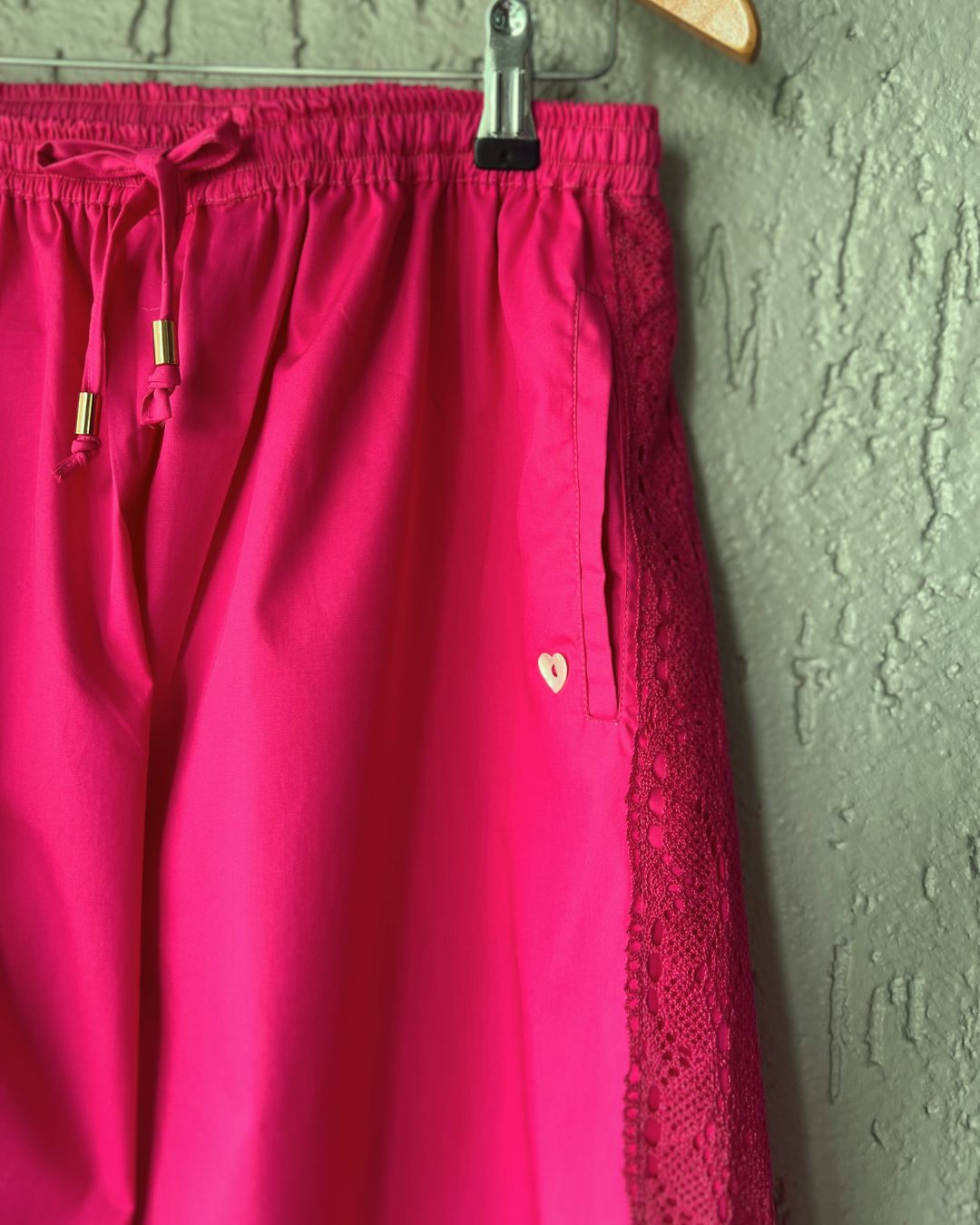 Fuchsia Pants with Crochet Lace