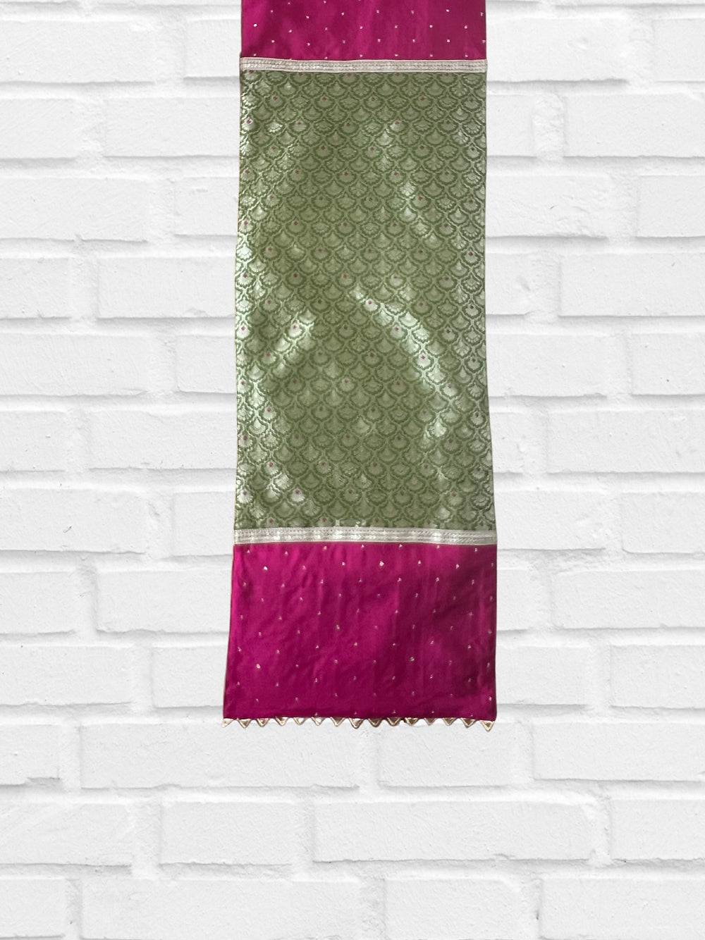 Banaras Green Pink Table Runner