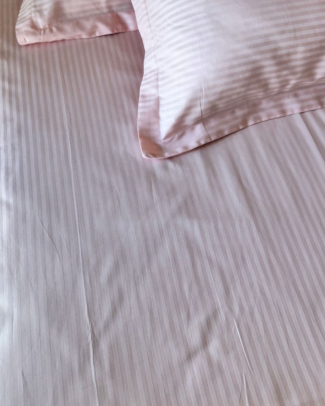 Pink Sateen Stripes Bedsheet Set