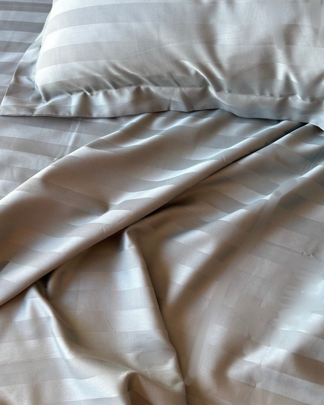 Grey Sateen Stripes Bedsheet Set