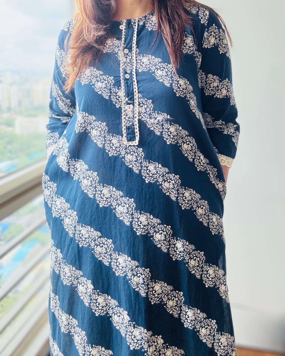 Navy Vine Kurta