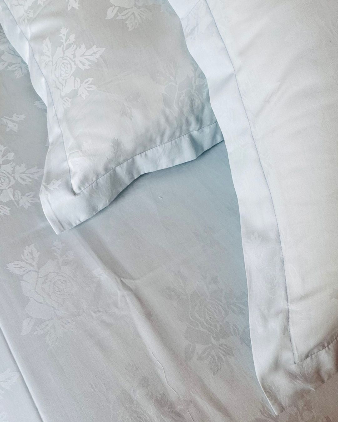 Jacquard Rose SkyBlue Bedsheet Set