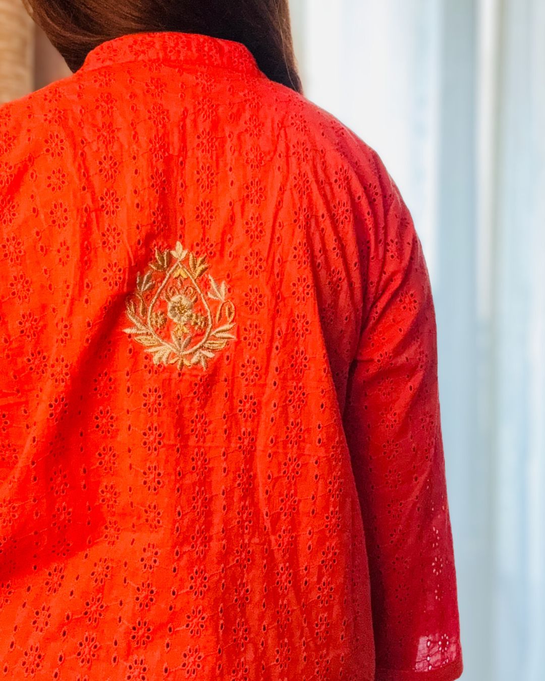 Zari Orange Hakoba tunic