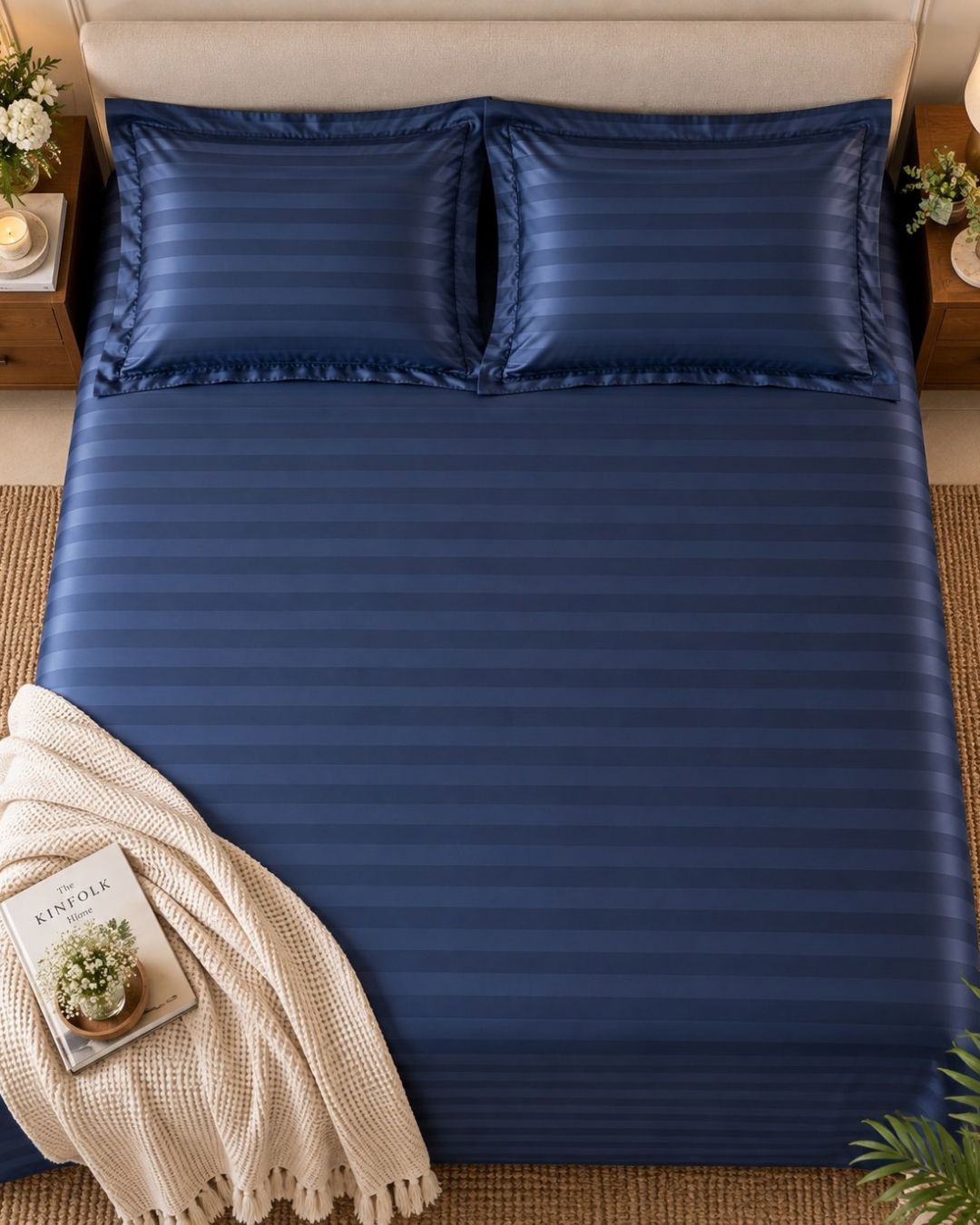 Navy Stripes Bedsheet Set