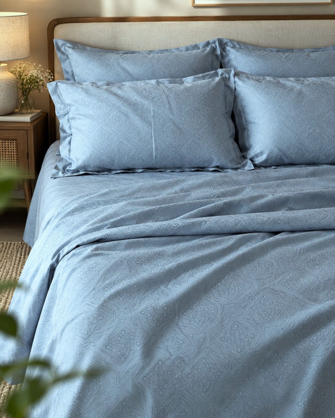 Blue Jacquard Bedsheet Set