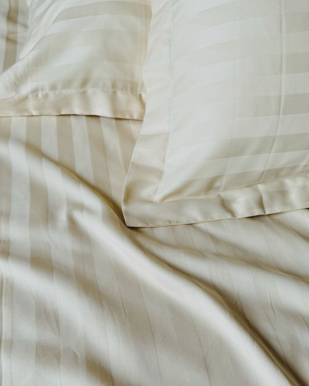 Cream Sateen Stripes Bedsheet Set